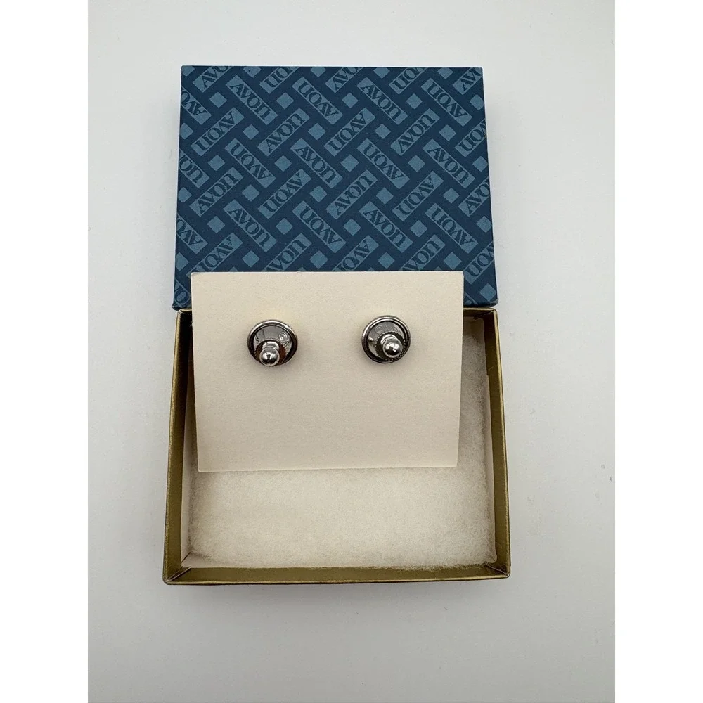 Vintage Avon Men's Cufflinks Silver Tone Shoe Footprint Design w/ Original Box